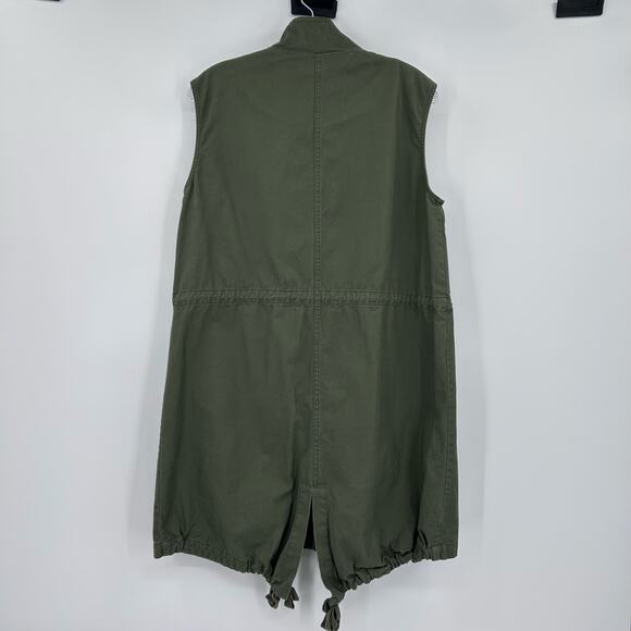 RO & DE Anthropologie Olive Green Utility Zip Vest Pockets Drawstring Womens M - Picture 8 of 11